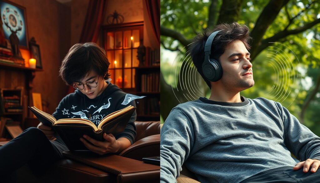 reading vs. listening to Harry Potter and the Goblet of Fire